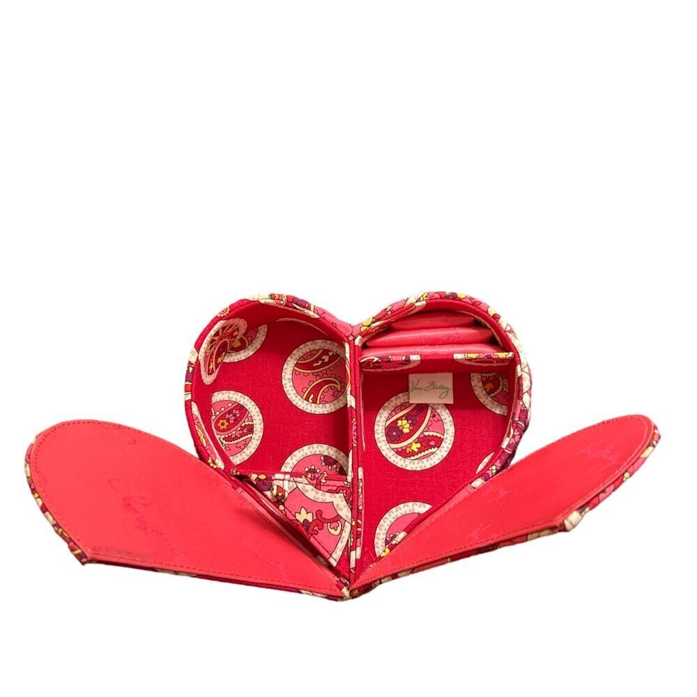 Vera Bradley Retro Red Heart Shaped Quilted Paisley Print Jewelry Box… - Picture 4 of 12